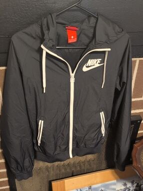 Nike Black Windbreaker Jacket with White Trim